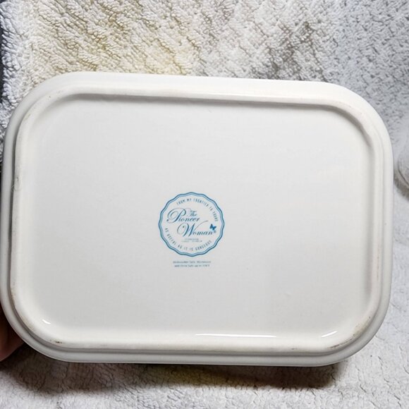 Pioneer Woman Yellow Floral Polka Dot Ceramic Baking Dish W/Lid Farmhouse Decor - Picture 4 of 6